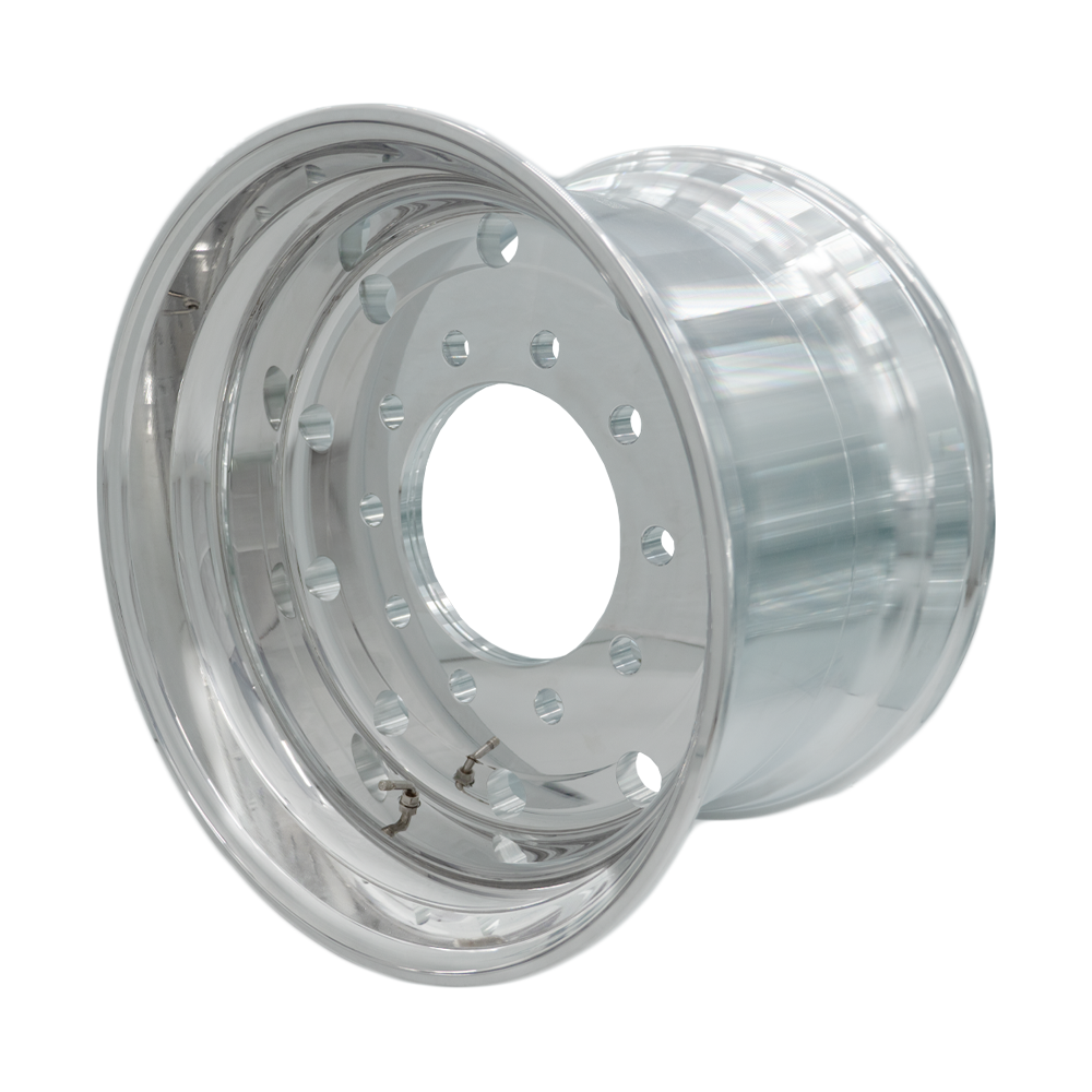 22.5x14 Super Single Truck Wheels 2pcs Forged Aluminum Rims Flat Face Polished Hub Pilot