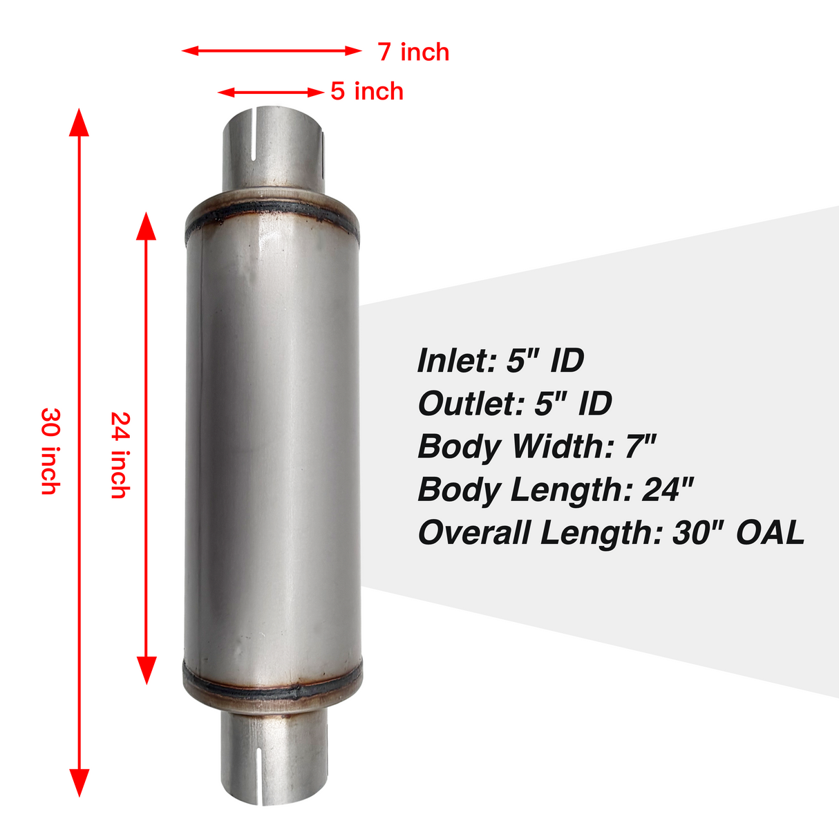 TruckTok 5" Muffler 30" Overall Length for Diesel Exhaust Generic TruckTok