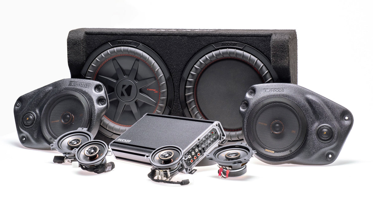 Kicker Plug & Play Full System 5-Channel, 8-Speakers KS, Sub Bundle | '18- '23 JL Wrangler