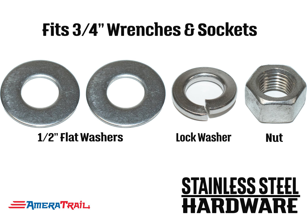 Stainless Steel Bolt 1/2 x 1 3/4", Hex Head - Available w/ Nut and Washer Hardware