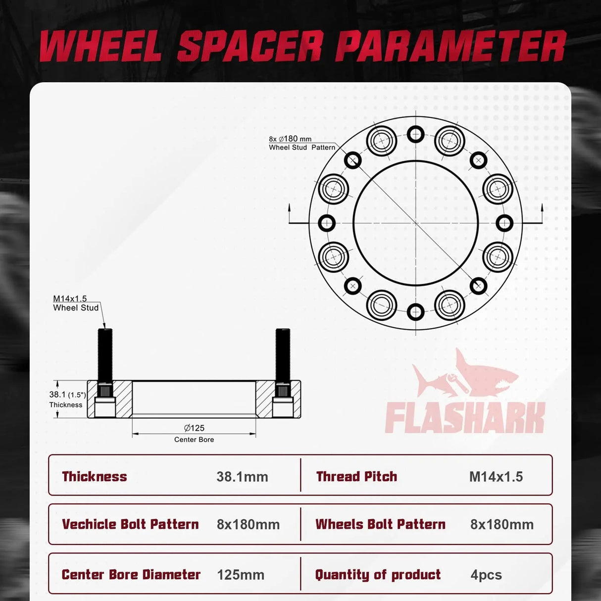 1.5/2 Inches 2011-2022 Chevy Chevrolet Silverado GMC Sierra 2500 3500 8x180mm Wheel Spacers 4PCS