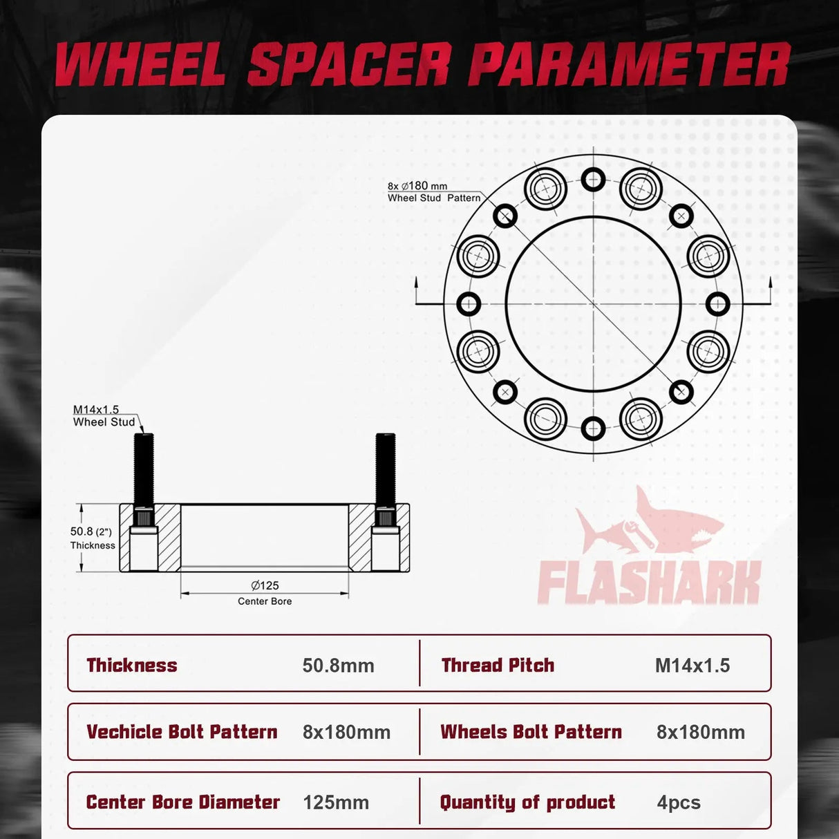 1.5/2 Inches 2011-2022 Chevy Chevrolet Silverado GMC Sierra 2500 3500 8x180mm Wheel Spacers 4PCS