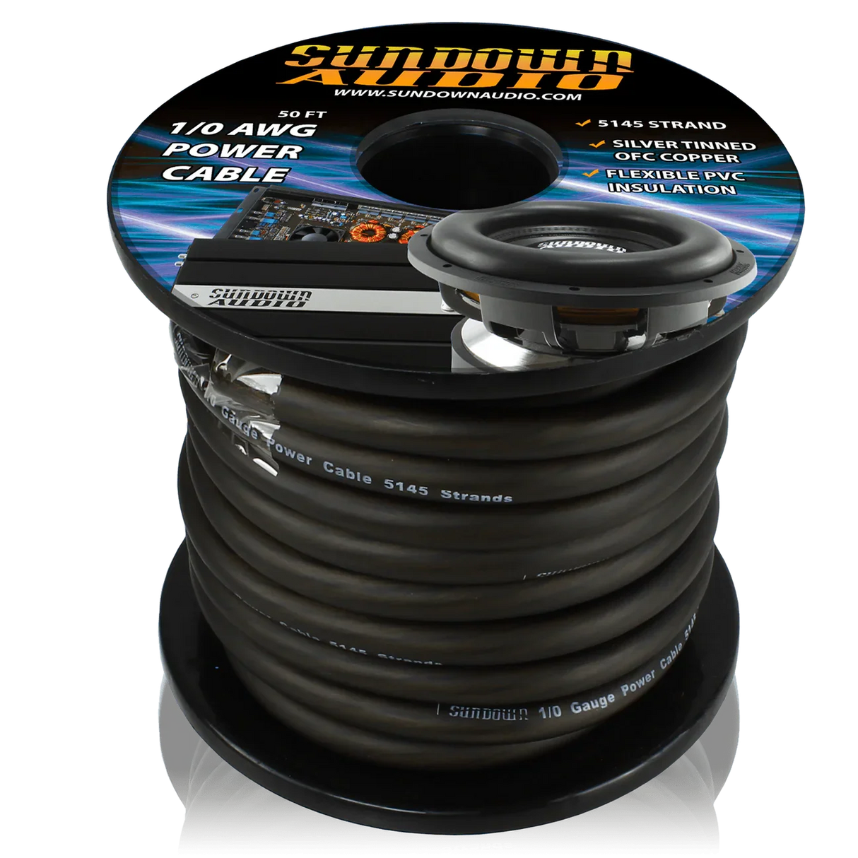 Sundown Audio 1/0 50' Tinned OFC Oxygen Free Copper Power Cable Sundown Audio