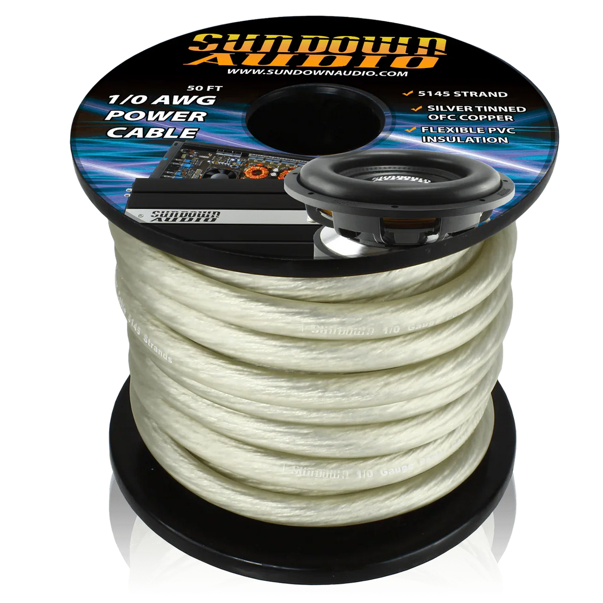 Sundown Audio 1/0 50' Tinned OFC Oxygen Free Copper Power Cable Sundown Audio