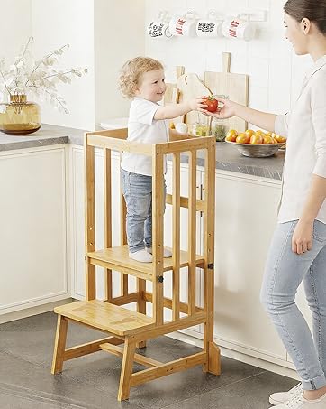 2 Pack Bamboo Luggage Rack with Lower Fabric Storage Shelf