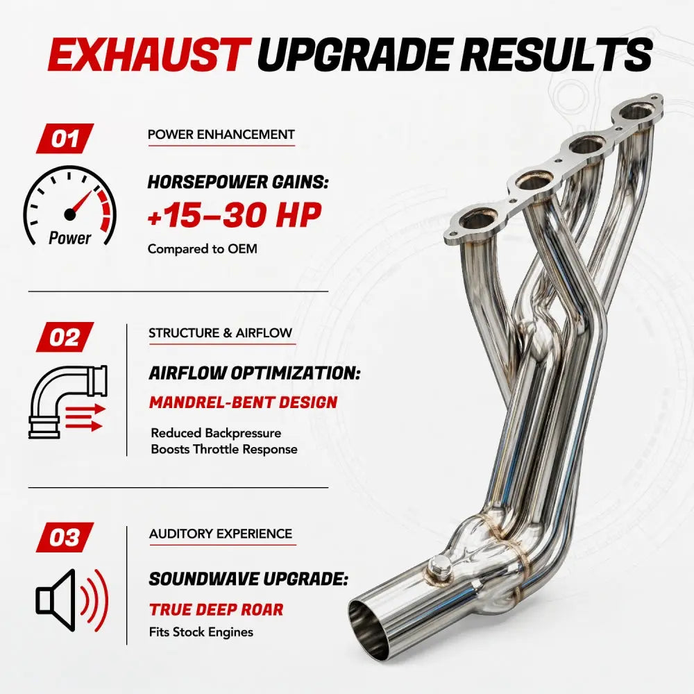 Long Tube Headers For 2014-2017 Chevrolet Silverado 1500 2500 3500/Tahoe丨GMC Sierra 1500/Yukon丨Cadillac Escalade 5.3L 6.2L V8 | 2WD 4WD