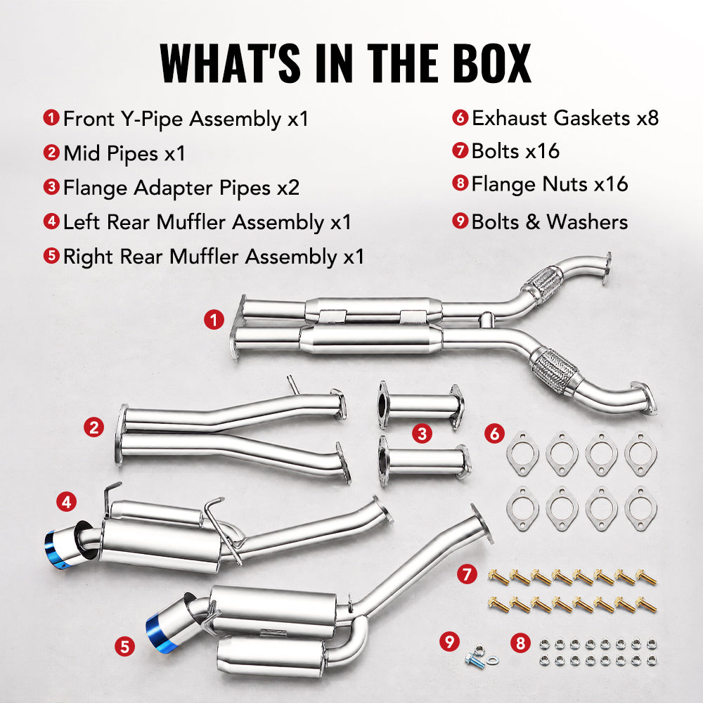 2003-2009 Nissan 350Z 3.5L Cat Back Exhaust w/ 4.5 Inches Dual Burnt Tips