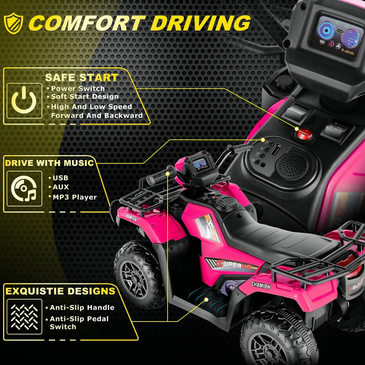 Electric Ride-On Jeep Truck for Kids: 12V/24V ATV Toy with Four-Wheel Drive