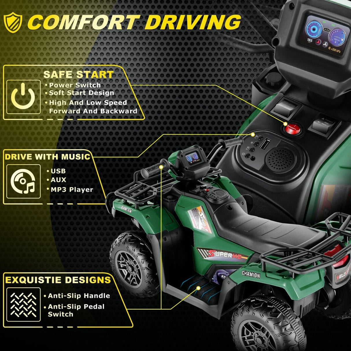 Electric Ride-On Jeep Truck for Kids: 12V/24V ATV Toy with Four-Wheel Drive