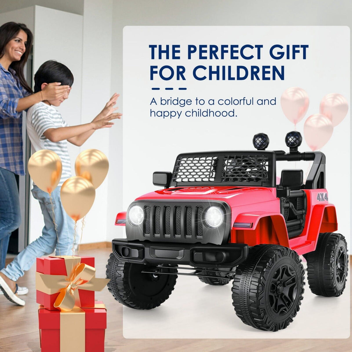 Electric Ride-On Jeep Truck for Kids: 12V/24V ATV Toy with Four-Wheel Drive