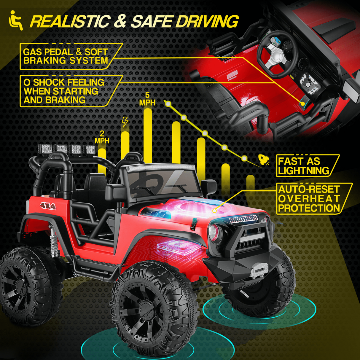 Electric Ride-On ATV Jeep Truck for Kids with MP3 Player - 12V/24V 4-Wheeler Car Toy for Toddlers