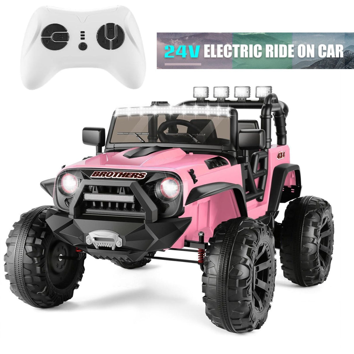 12V/24V Jeep Electric Ride On Car with Music, LED Lights, and Remote Control