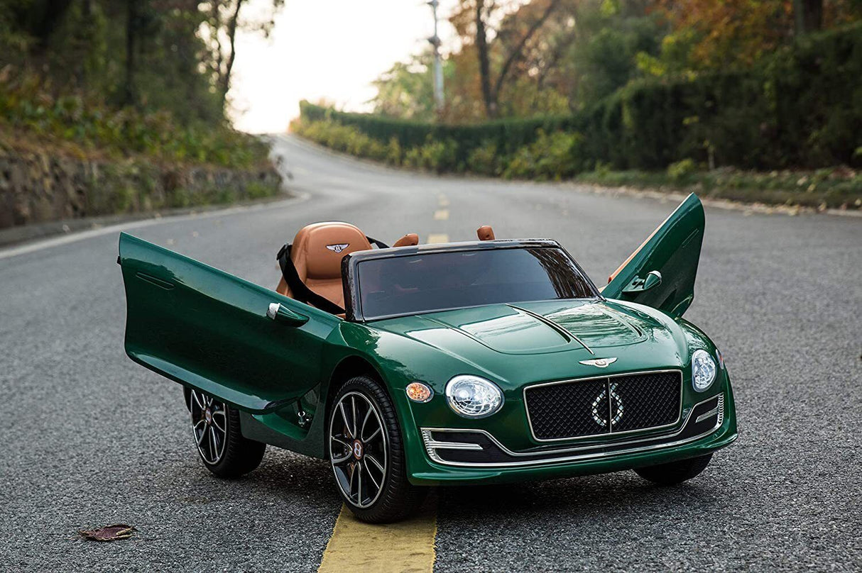 Licensed Bentley Style 12V Electric Ride-On Car with Remote Control and LED Lights - Green