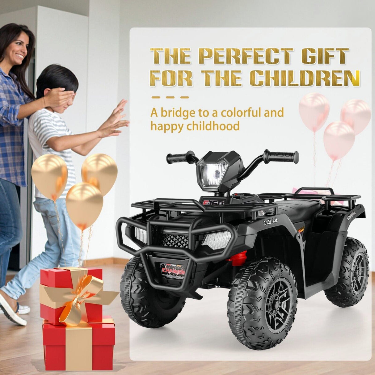Electric 4-Wheeler Quad for Kids with 12V Battery and Dual 30W Motors