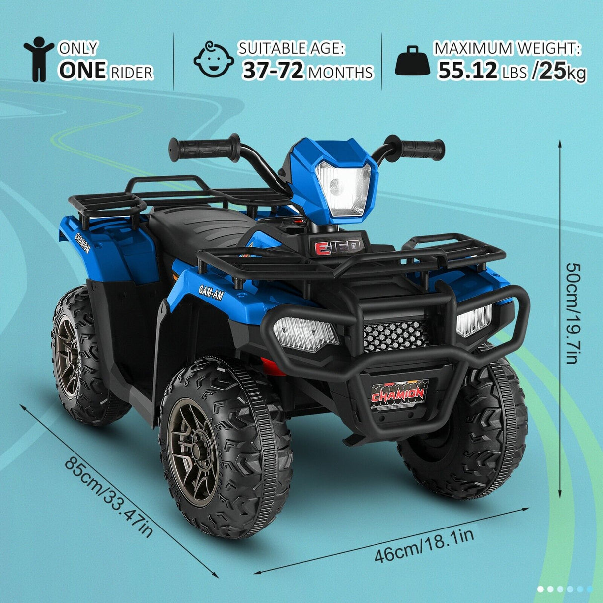 12V Electric ATV Ride-On Toy Car with USB/MP3 for Kids Ages 3-6