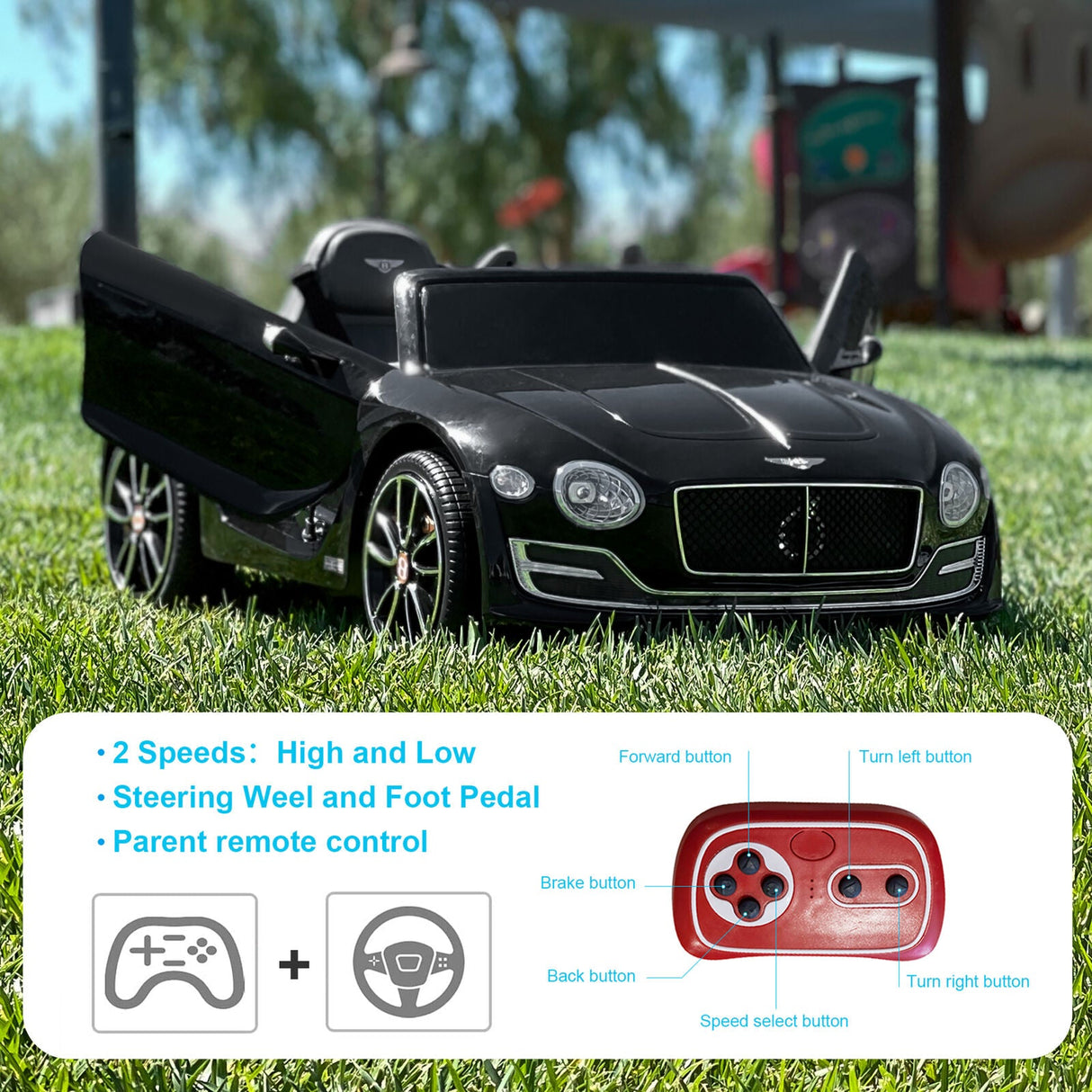 12V Battery Powered Bentley Style Kids Ride On Car with Remote Control