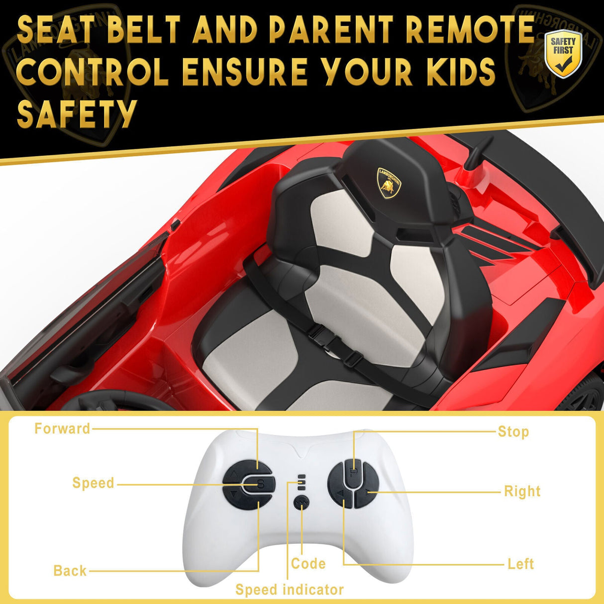 12V Electric Ride-On Car for Kids with Remote Control, LED Lights, and 2 Speed Options - Perfect Gift for Children