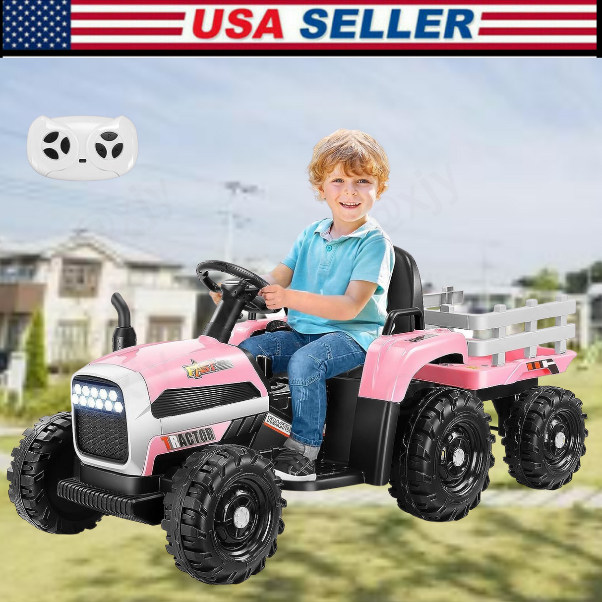 12V Electric Ride-On Tractor with Trailer for Kids - Includes Remote Control!