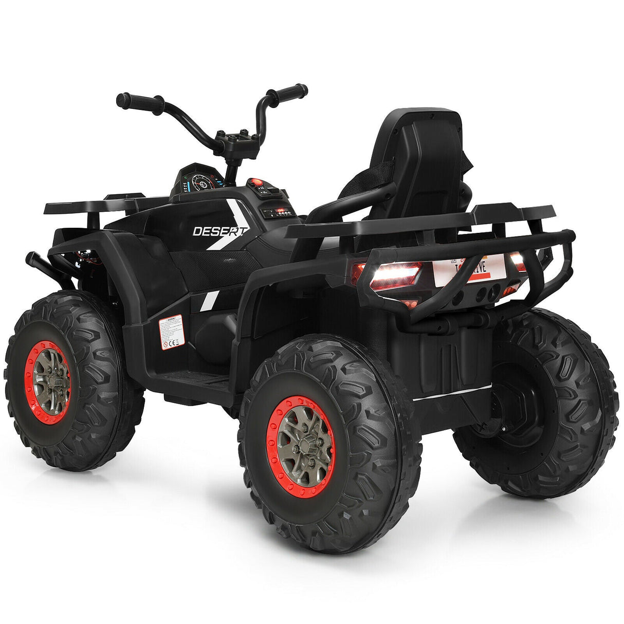 12V Kids Electric Ride On Car Toy with LED Lights in Black, Red, or White