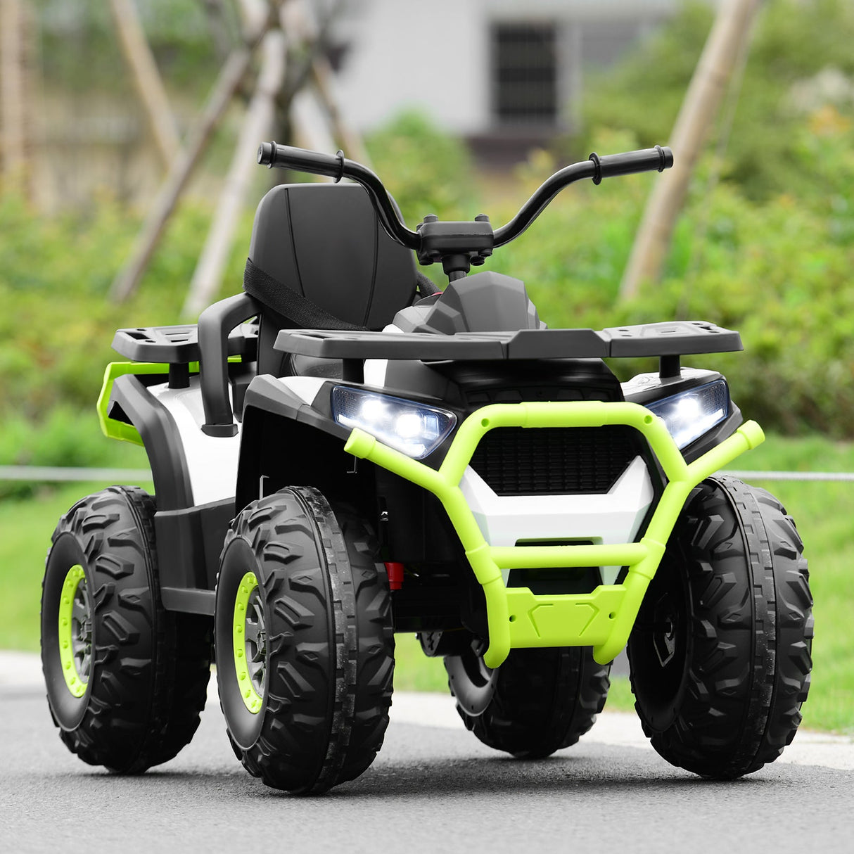 12V Kids Electric Ride On Car Toy with LED Lights in Black, Red, or White