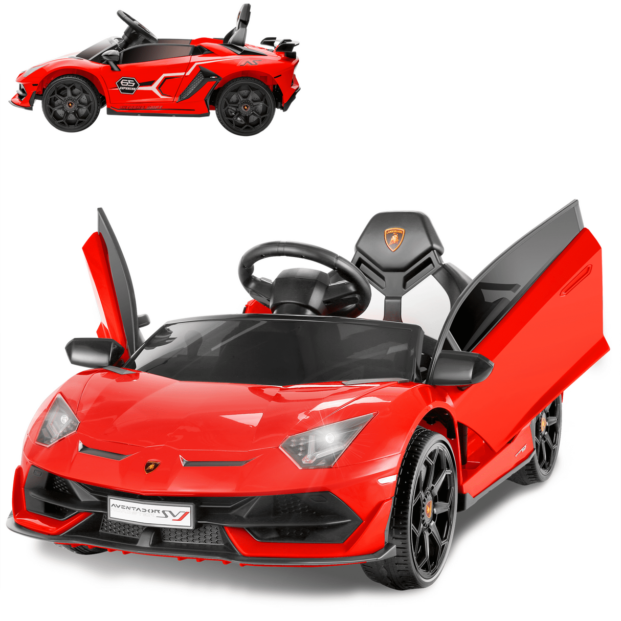 Electric Lamborghini Red Sports Car for Kids - 35W*2 Battery Powered Ride-On