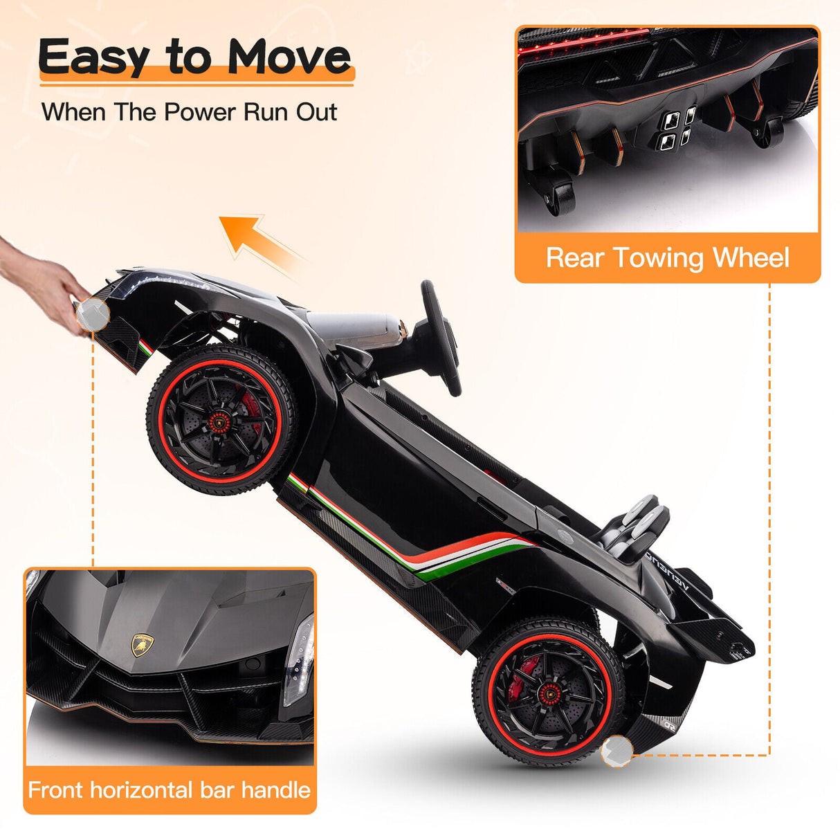 12V Licensed Lamborghini 2-Seater Ride On Car for Kids - Electric Vehicle Toy Gift