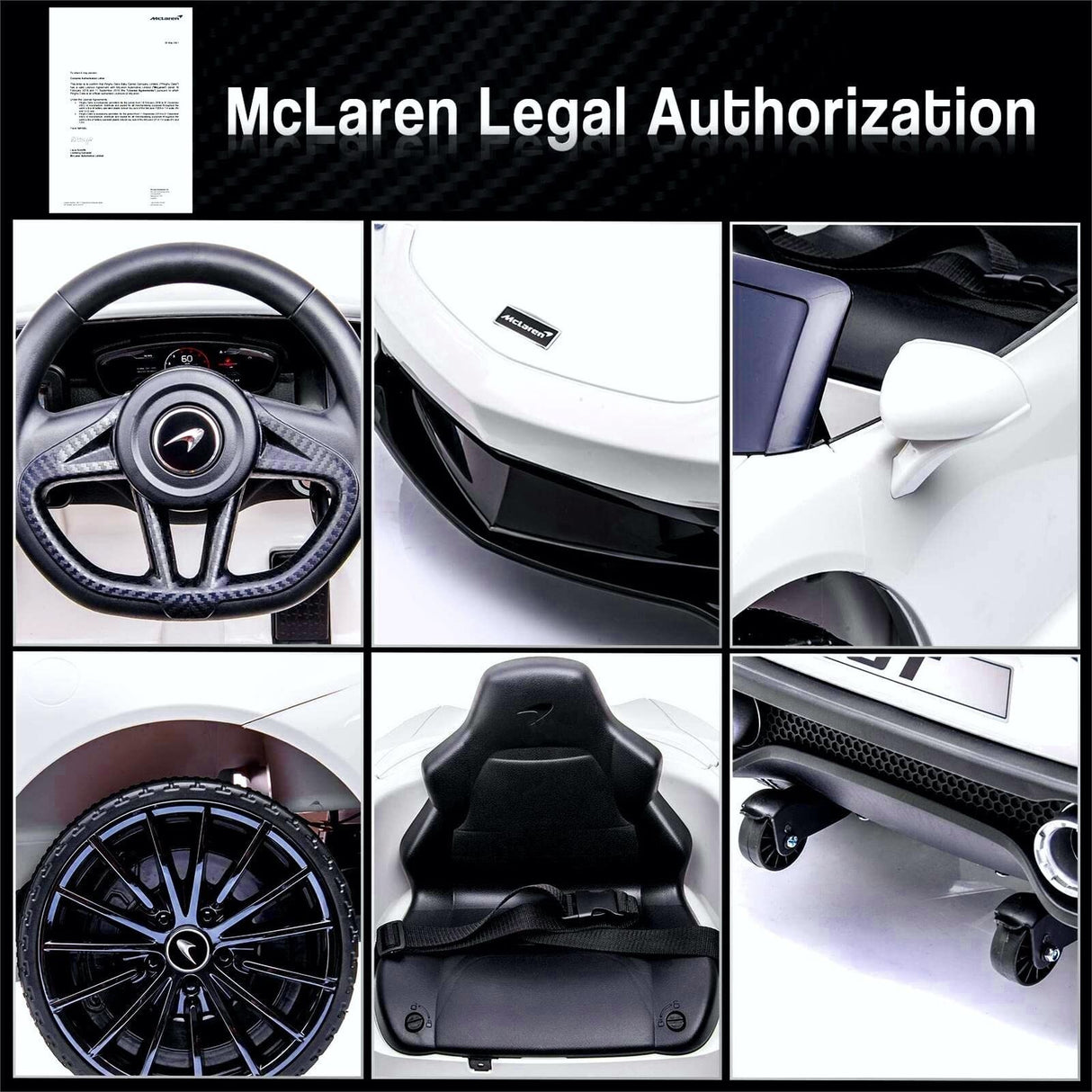 12V Licensed McLaren Battery Powered Sports Car for Kids - Officially Licensed Ride on Toy