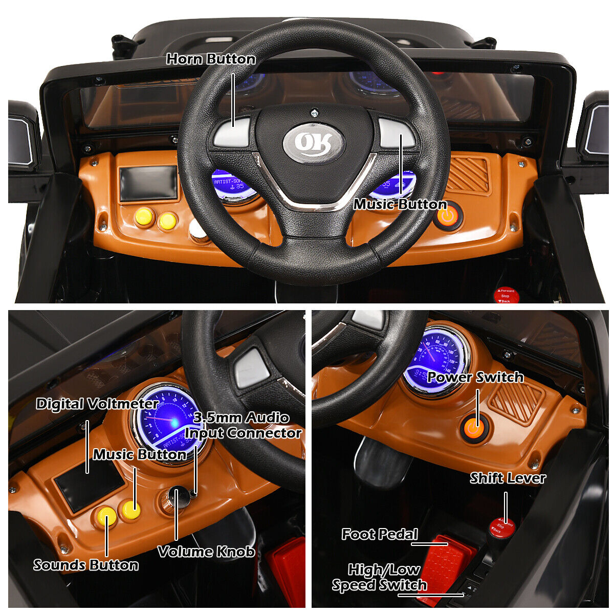 12V MP3 Kids Ride On Truck Car with Remote Control, LED Lights, and Music - Brand New Toy