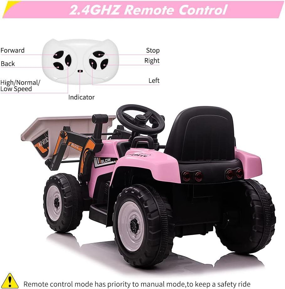 12V RC Excavator with Remote Control, Bluetooth, and Lights - Perfect for Young Adventurers!