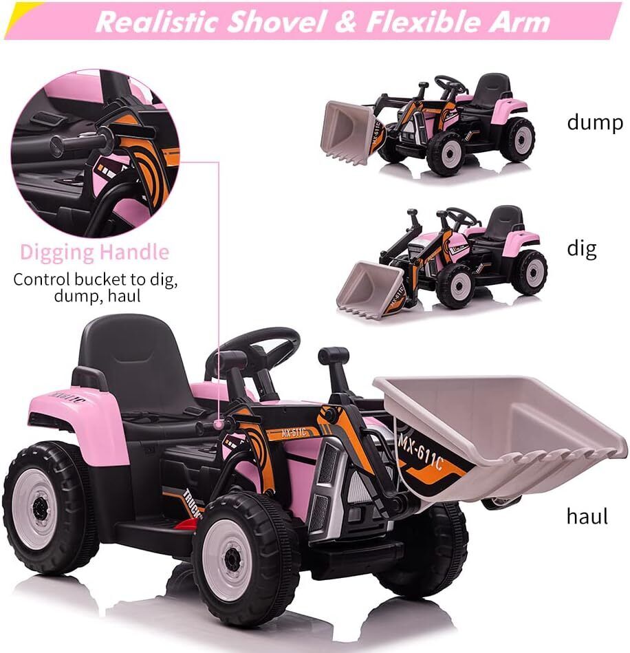 12V RC Excavator with Remote Control, Bluetooth, and Lights - Perfect for Young Adventurers!
