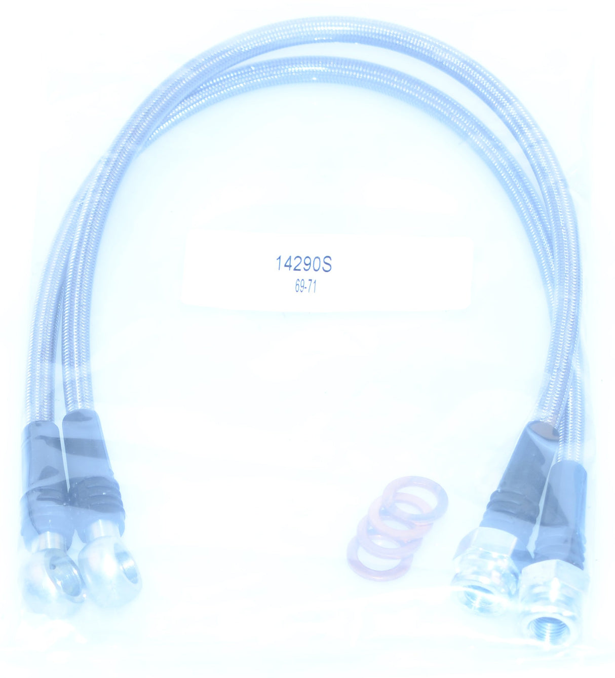 New Braided Stainless Steel Brake Flex Hoses (Pair). 14290S
