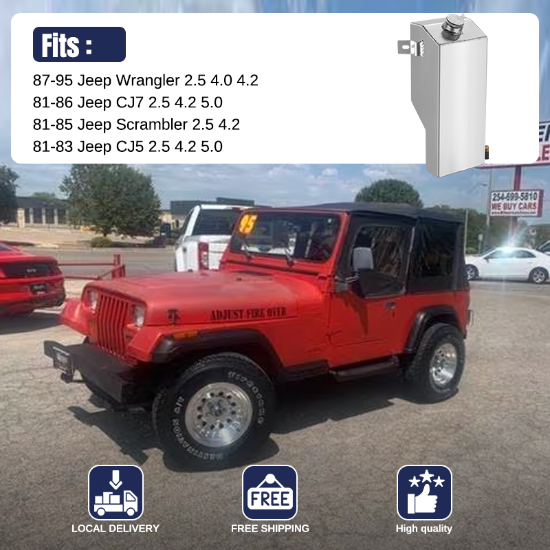 1987-1995 Jeep Wrangler YJ CJ5 CJ7 2.5L 4.0L 4.2L Aluminum Coolant Reservoir Flashark