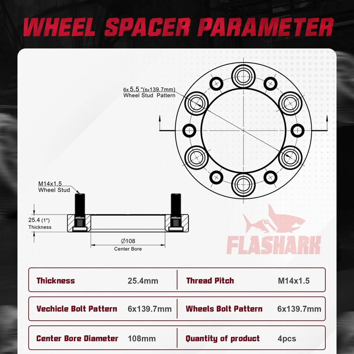 For 1988-2021 Chevy Chevrolet Silverado GMC Cadillac 1500 2500 6x5.5 Inches Wheel Spacers 4PCS