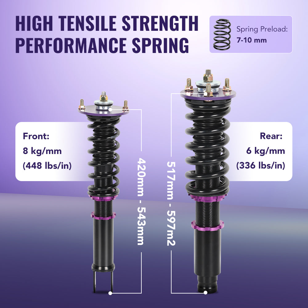 Height Adjustable Coilovers for 1990-1999 Honda Accord(CB3, CB7) & Acura CL- 4PCS