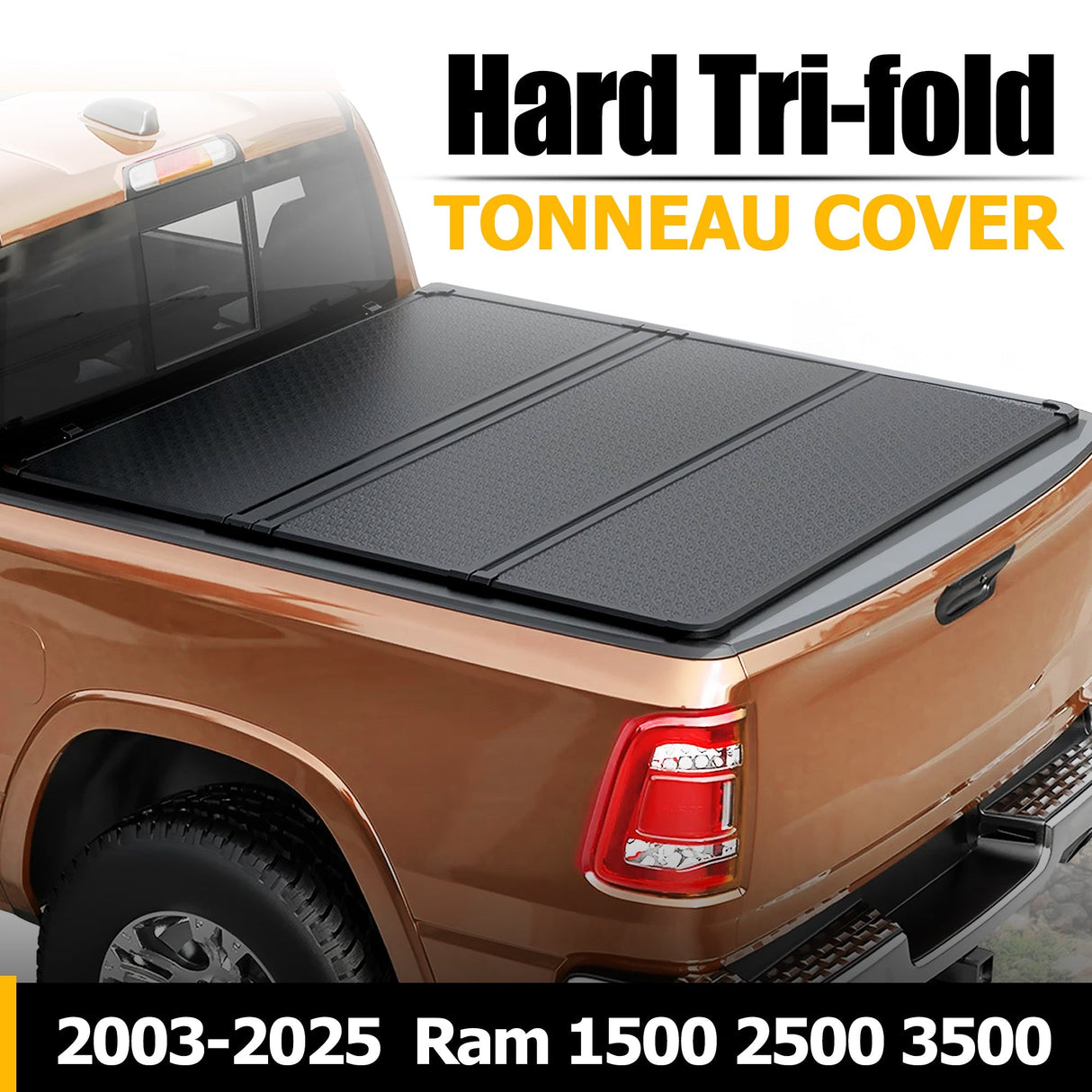 Trucktok 2003-2025 Dodge Ram 1500 2500 3500 8FT Hard Tri-Fold Tonneau Cover Truck Bed TruckTok