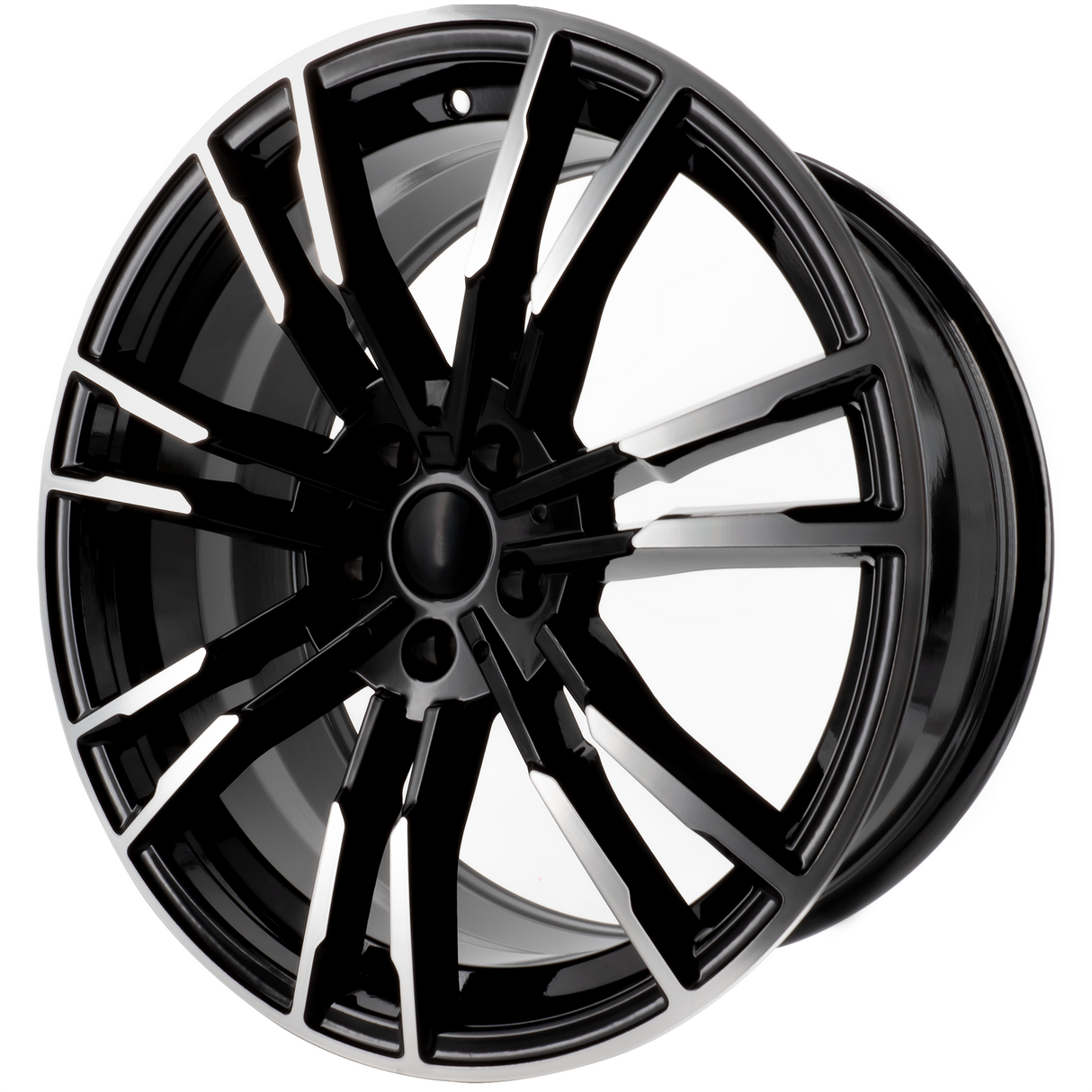 Volkswagen And Audi Style Wheels 19x8.5/9.5 5x112, Black/Machined Rims Set of 4