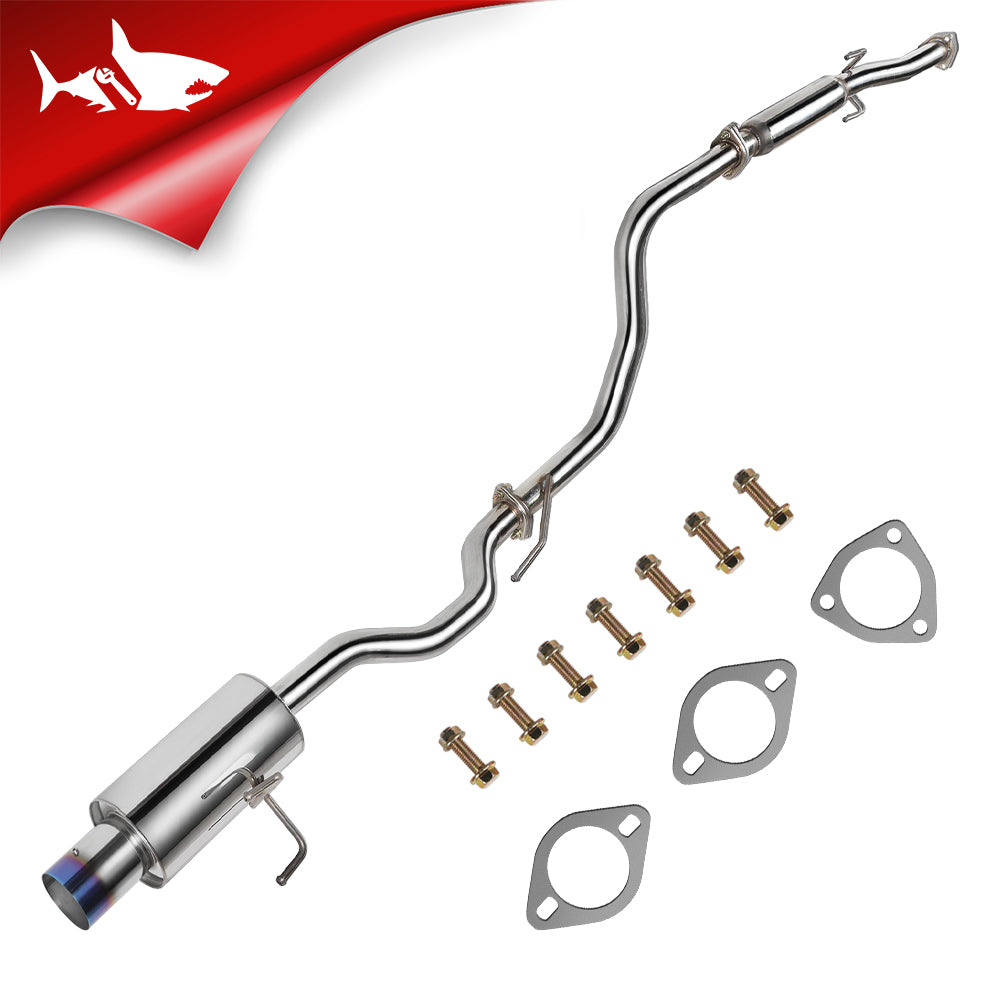 2.25" Catback Exhaust System For 1992-2000 Honda Civic 1.6L with 4" Burnt Rolled Muffler Tip Flashark