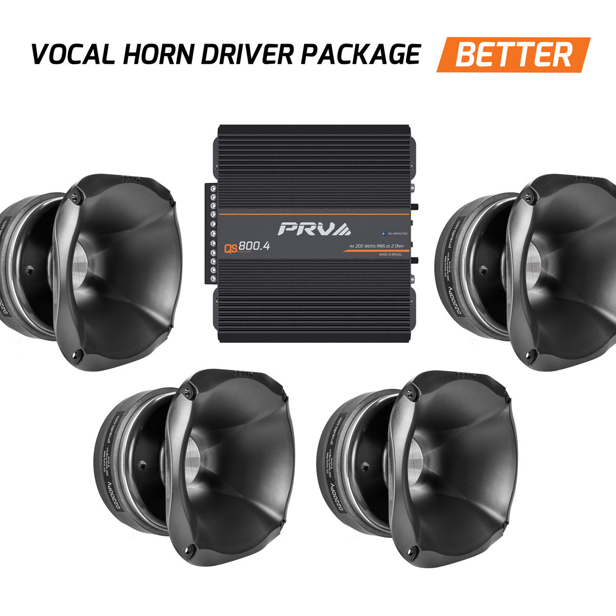 2” Midrange Slim Horn Drivers + Amplifier Bundle PRV Audio