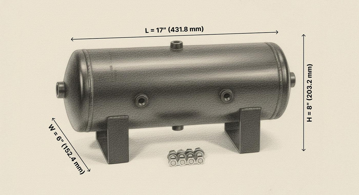 2 Gallon 6 Port Steel Air Tank HornBlasters