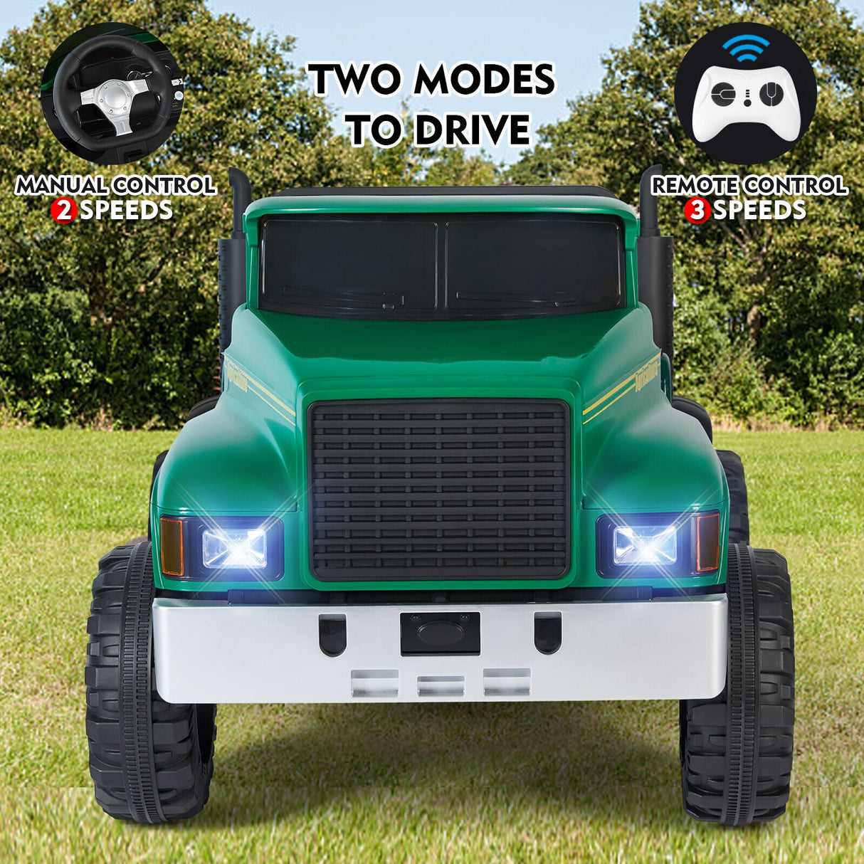 2-Seater Electric Ride-On Tractor with Dump Bed and 3-Speed RC - 24V Battery Powered Toy Car