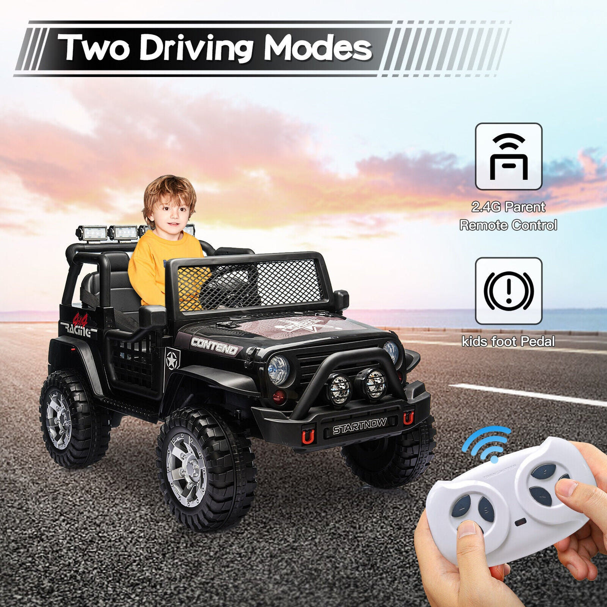 2-Seater Electric Jeep Car Toy for Kids with Remote Control - 12V Ride-On Truck