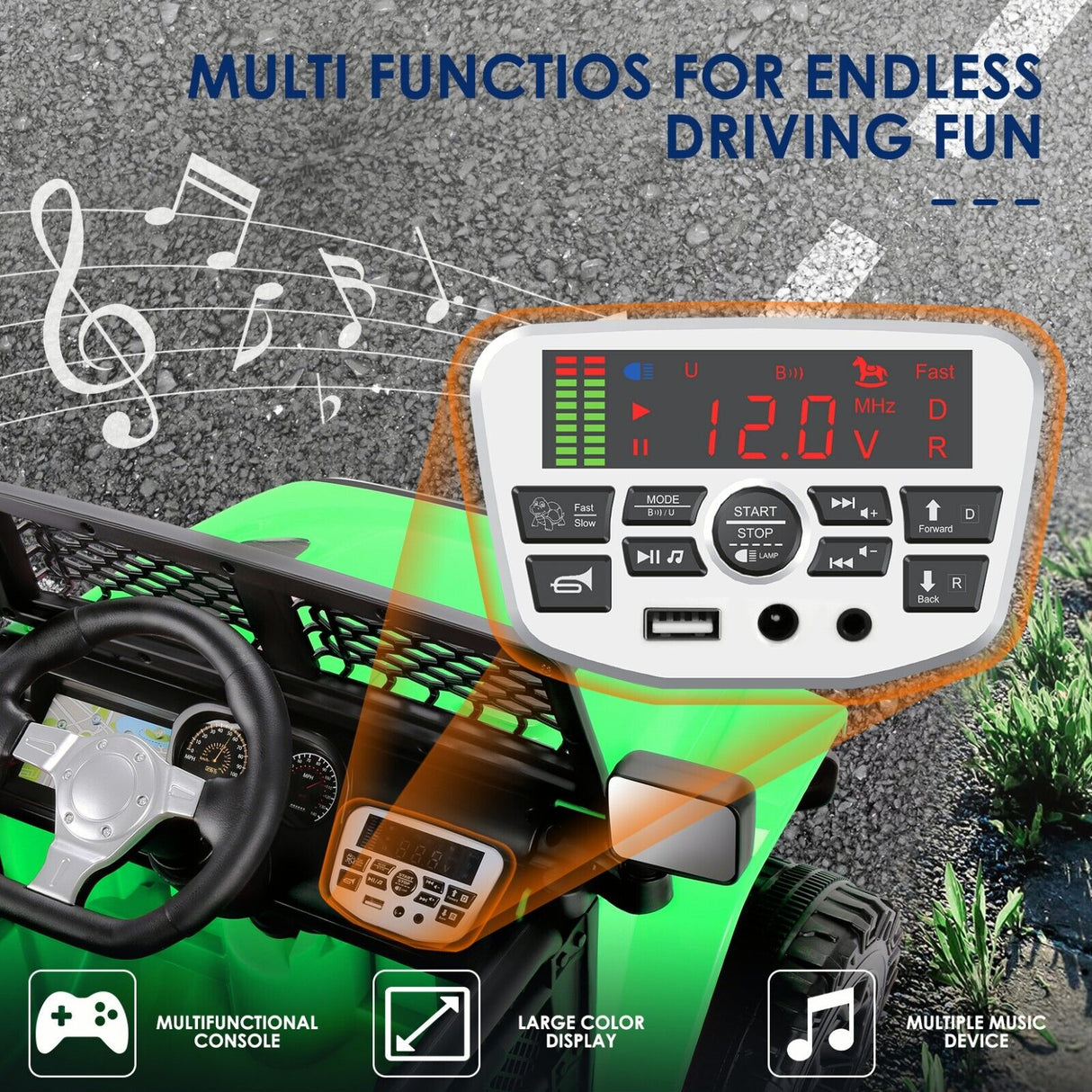 2-Seater Electric Ride-On Car for Kids with Remote Control and MP3 Player