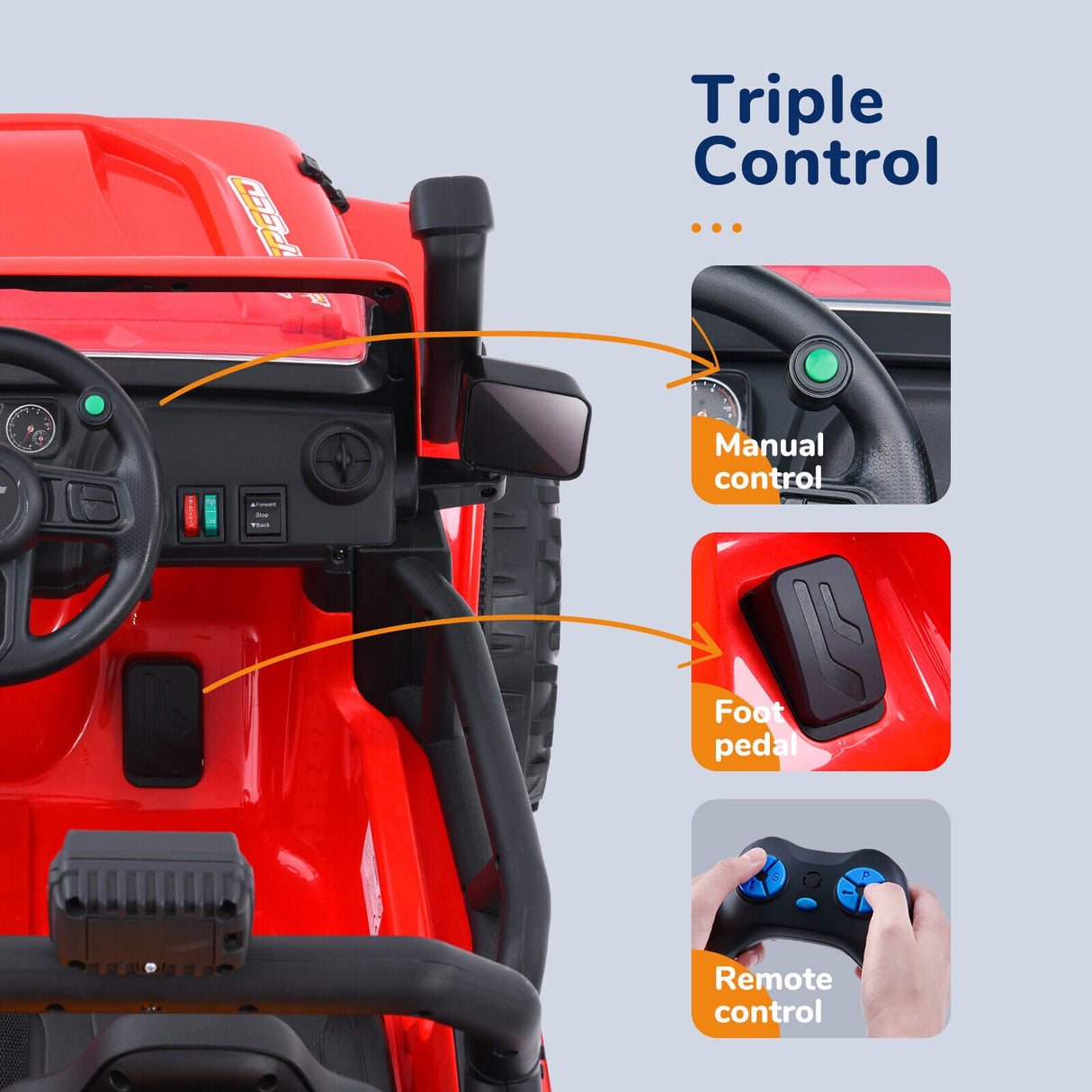 Parent-Child Ride-On Truck with Remote Control, FM Radio, and Bluetooth Connectivity