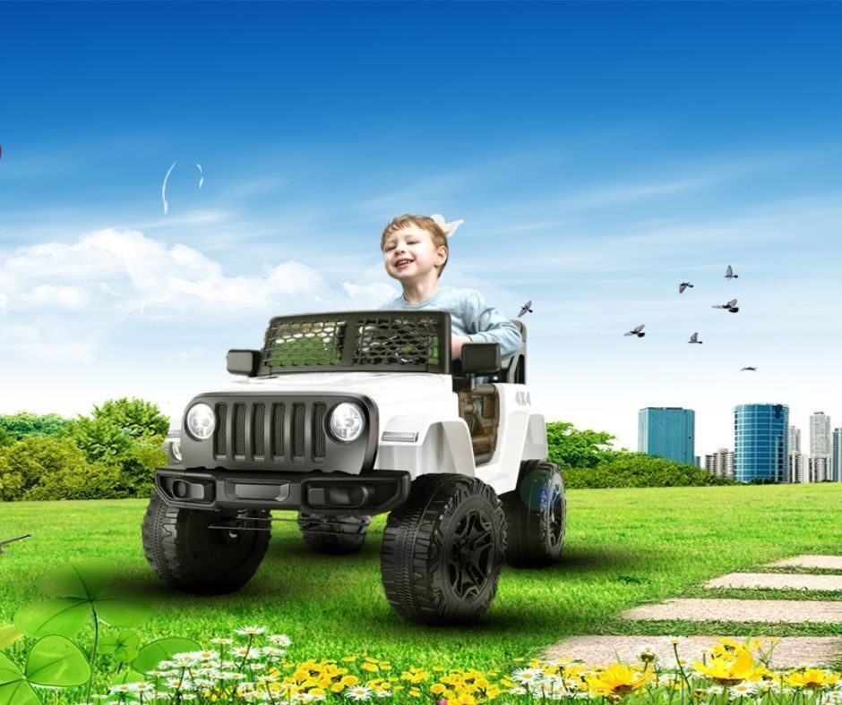 12V Electric Kids Ride On Truck with 3 Speeds, LED Lights, and MP3 Player