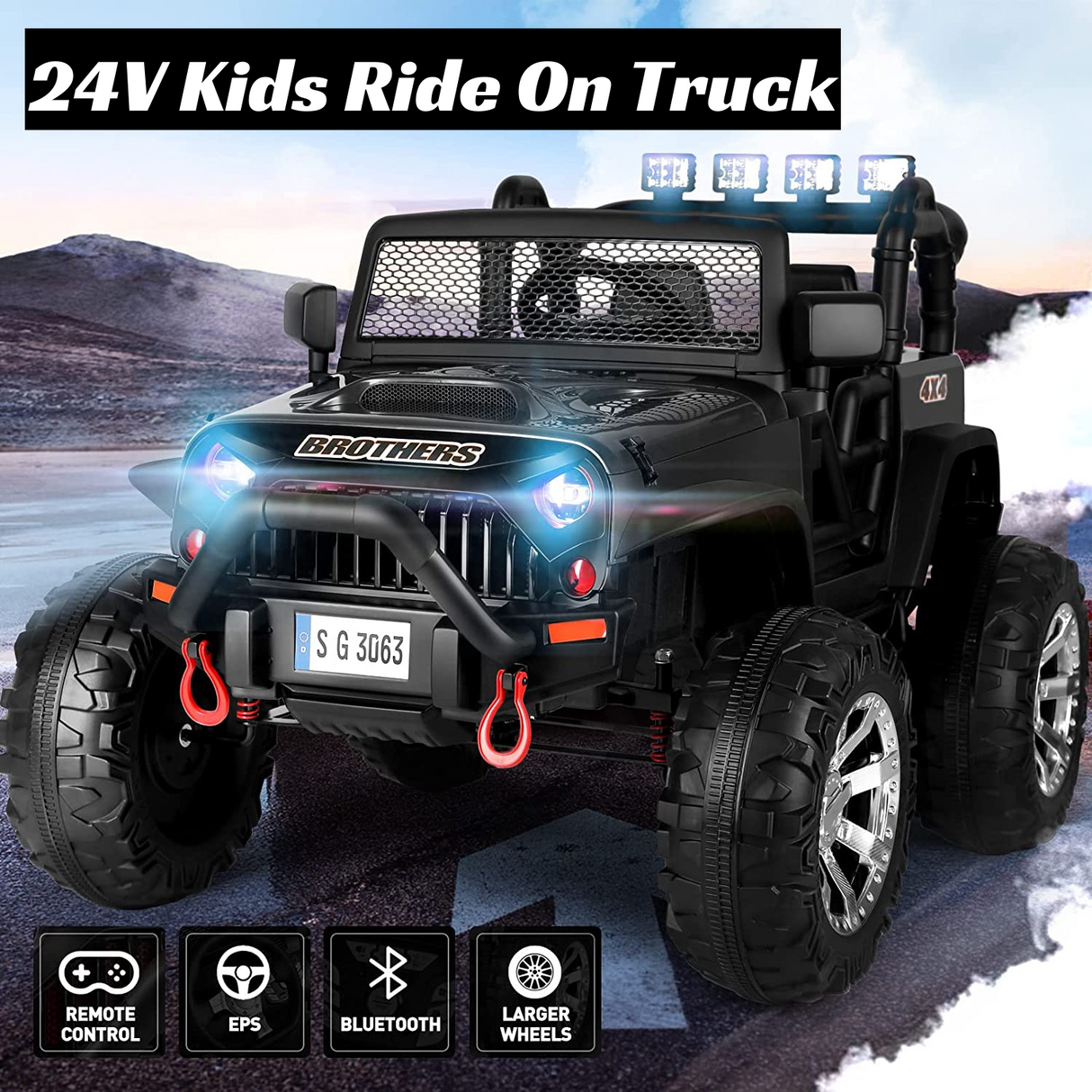 2-Seater Kids Ride On Truck with Remote Control and Dual 200W Motors