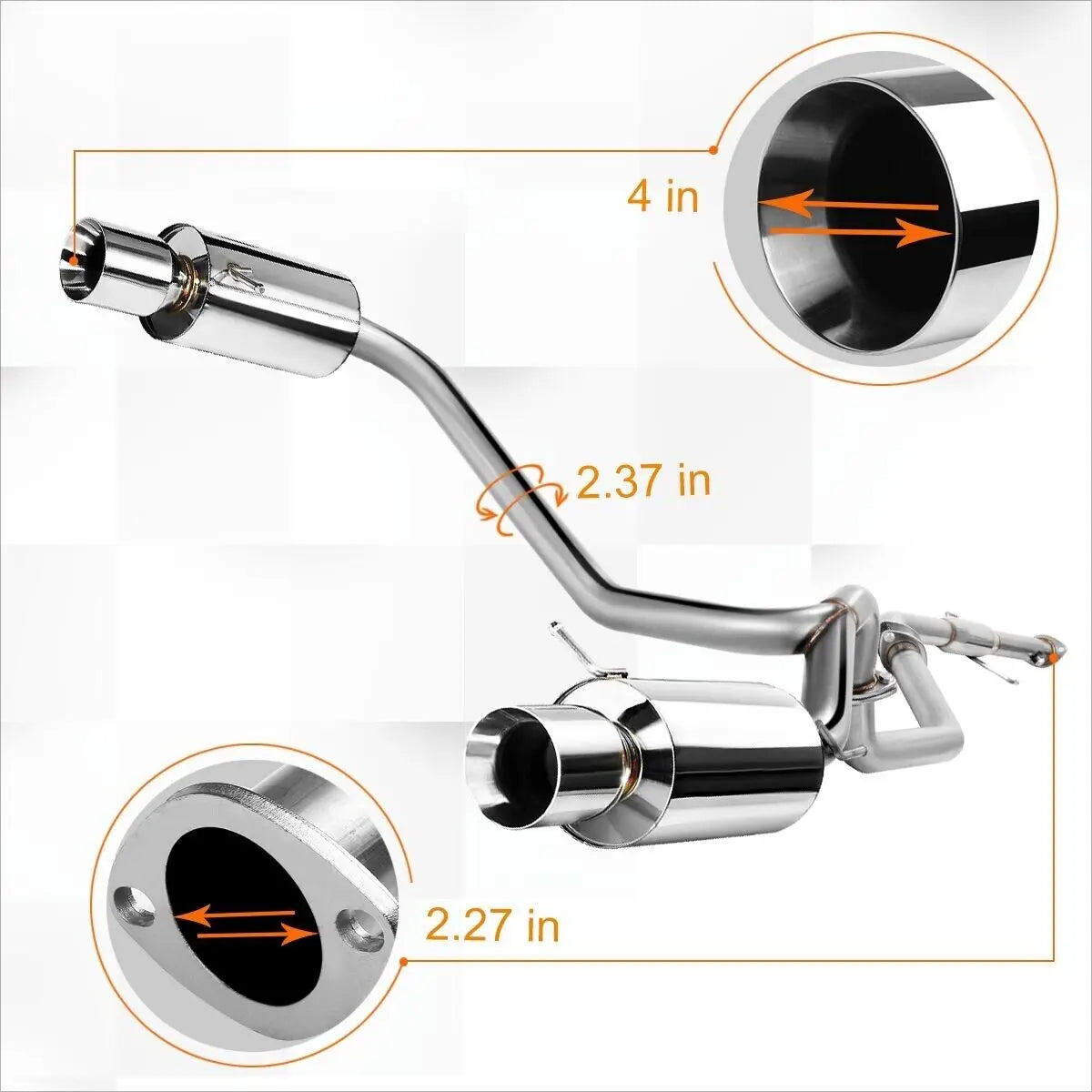 2003-2006 Hyundai Tiburon 2.7L V6 GT/SE Catback Exhaust System w/ 4 Inches Rolled Muffler Tip