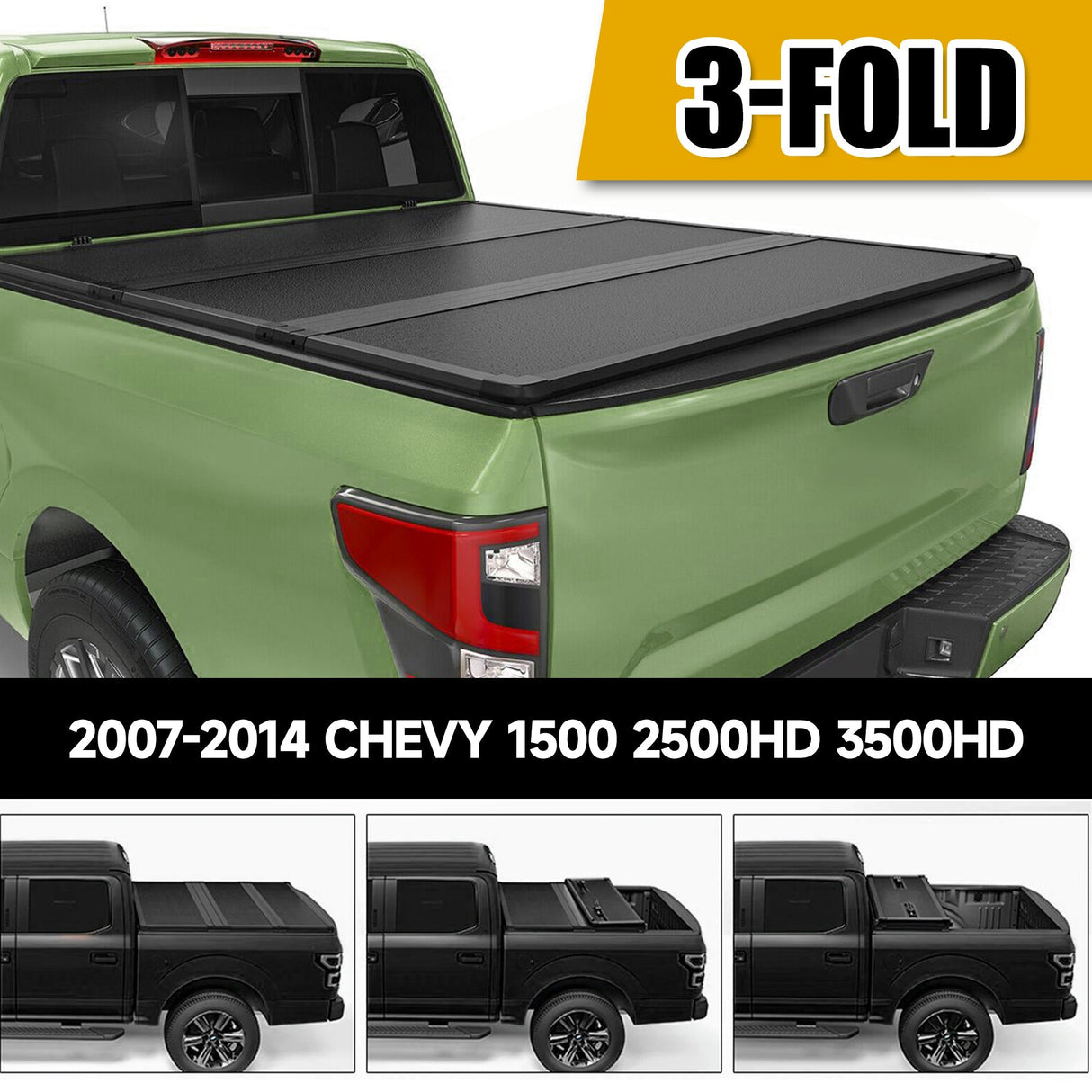 Trucktok 2007-2014 Chevy Silverado Sierra 6.5FT 3-Fold Hard Bed Tonneau Cover TruckTok