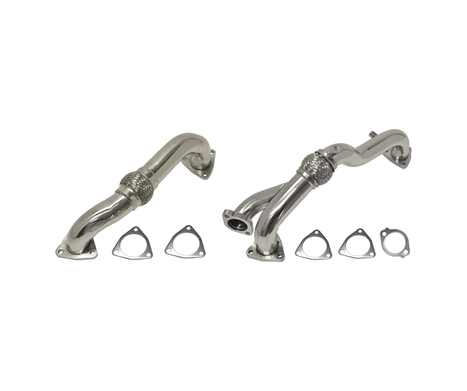 2008-2010 Powerstroke 6.4L Stock Replacement Pipes w/Gaskets & O2 Sensor Bungs Non-Race (FLO-30800)