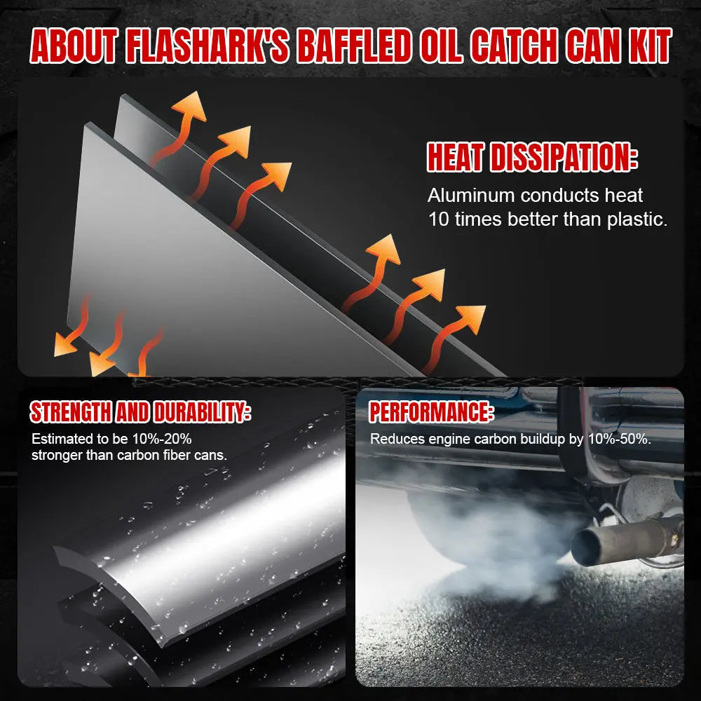Baffled Oil Catch Can Kit for 2011-2014 Ford Mustang GT Flashark
