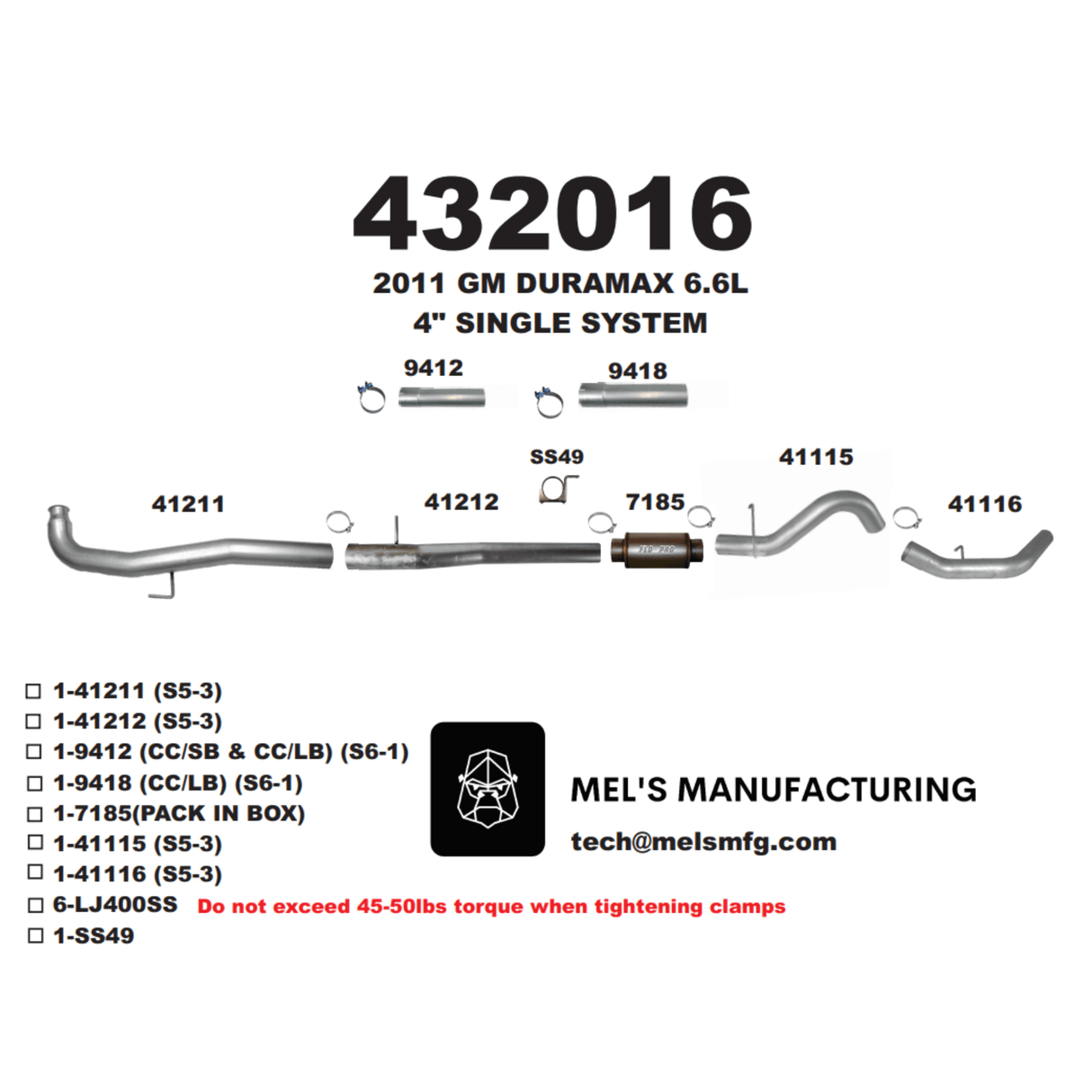 2011-2015 Duramax LML 4" Downpipe Back Exhaust w/ Muffler (431016)